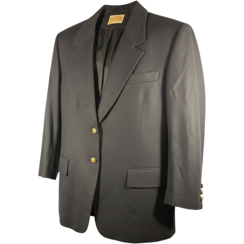 PENDLETON Blazer Womens 14 Pure Virgin Wool Suit Jacket One Button Black USA Vtg